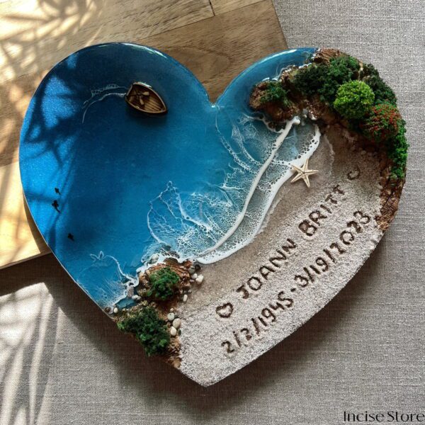 Ocean Seascape heart shape name on Beach