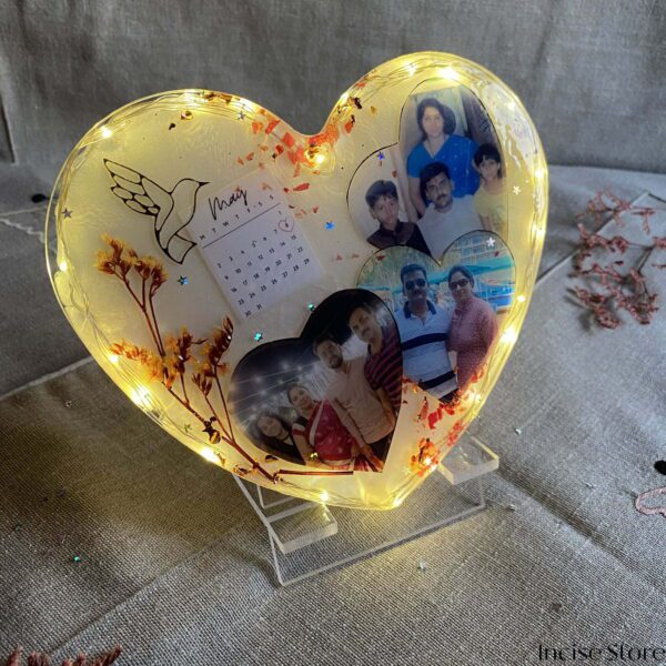 Resin Personalized Heart Photo Frame withwithout Light 2