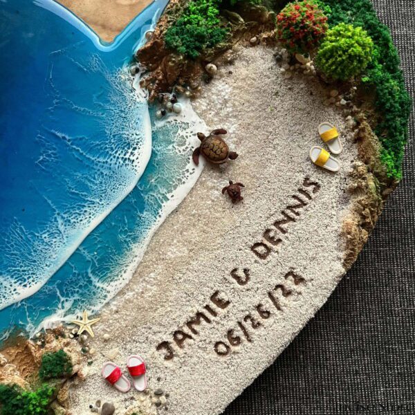 Resin Sea Scape Beach with Slipper and turtle