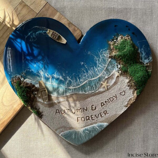 Resin Seascape Heart Shape