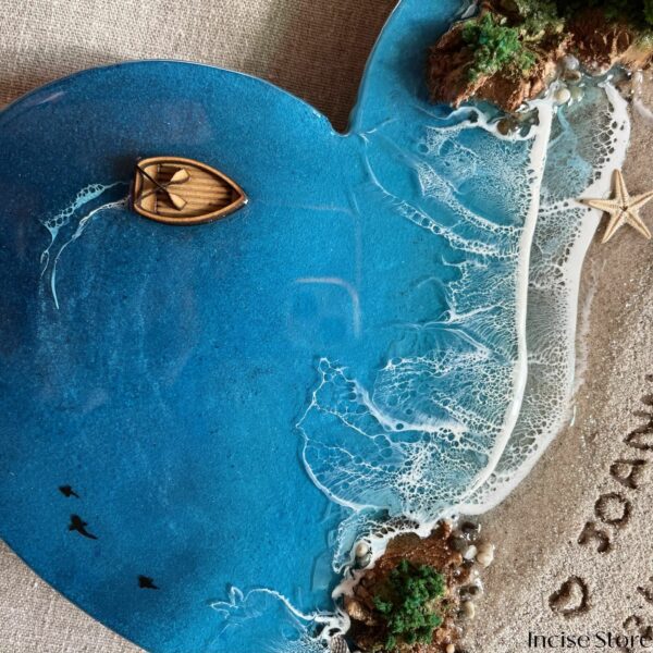 Seascape Ocean Made of Resen Heart shape made of Resin