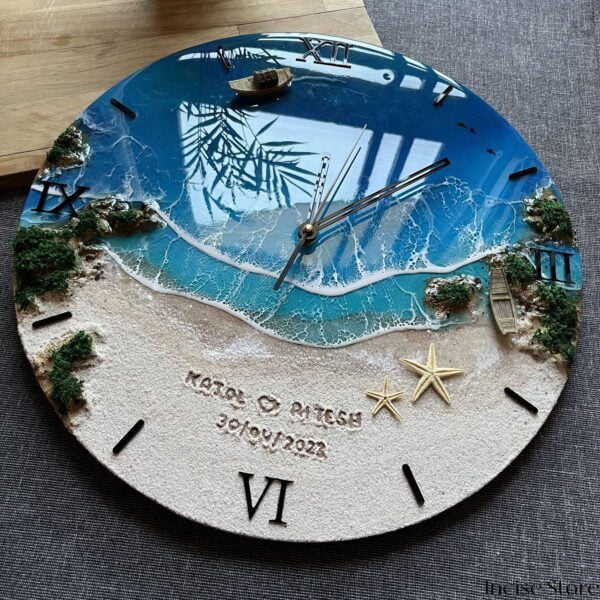 resin ocean wall clock