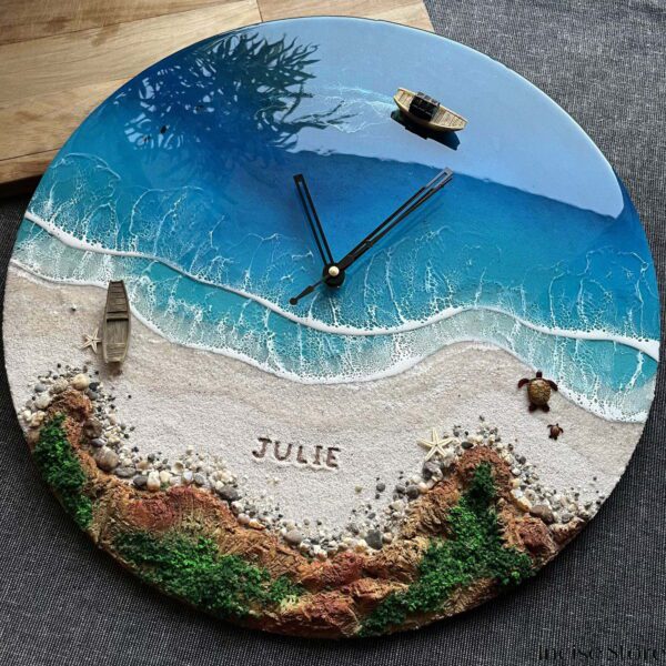 resin ocean wall clock australia and rock look