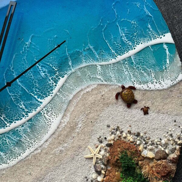 resin ocean wall clock beach view