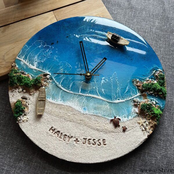 resin ocean wall clock personlised clock